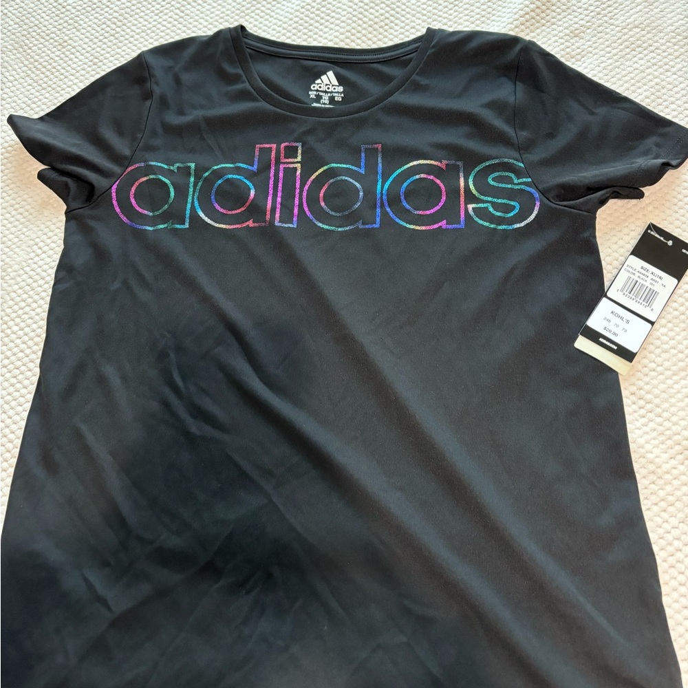 Black Adidas sportswear short sleeve shirt